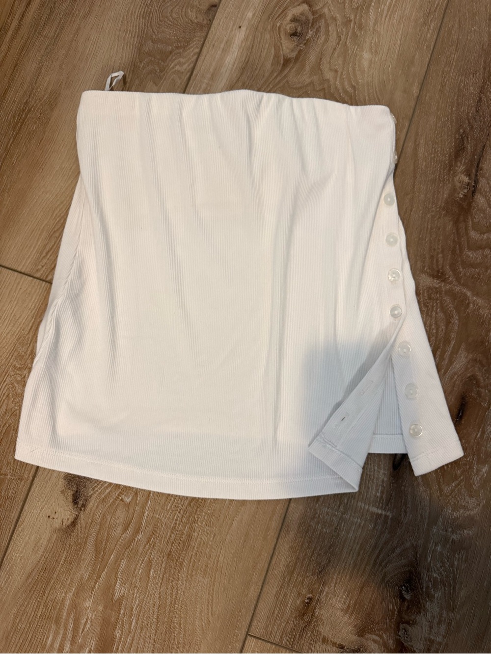 Abercrombie & Fitch White Ribbed Button-Side Tube Top
